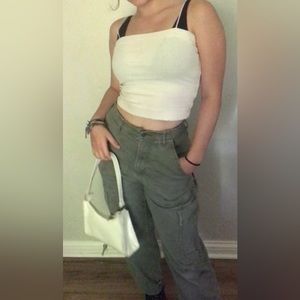 Hollister ‘Ultra High-Ride’ cargo pants small forest green